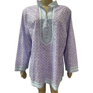 NICOBLU Capri Tunic In Alhambra Sunset Lavender Print